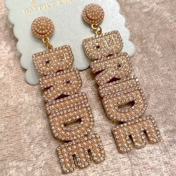 Brand New Piper K Bride Rhinestone Cultured Pearl Drop Earrings Wedding Shower - Picture 5 of 12